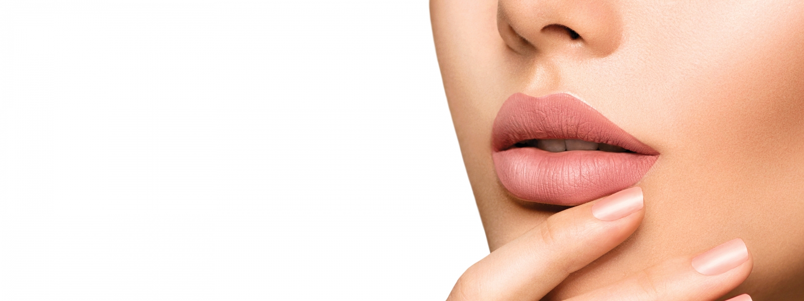 Perfect woman’s sensual lips with fashion natural beige matte li Perfect woman’s sensual lips with fashion natural beige matte li